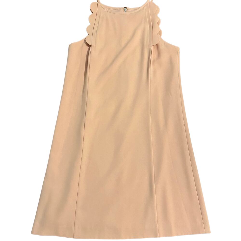Ann Taylor Scalloped Neck Shift Dress Blush Pink Sleeveless Size 6 Elegant